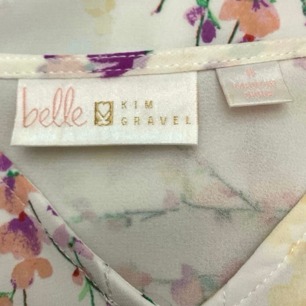 Belle by Kim Gravel Women's Floral Print V-Neck Blouse w/ Flutter Sleeves SZ S - Picture 7 of 9